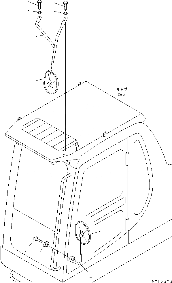 Схема запчастей Komatsu PC800-6 - ЗАДН. VIEW MIRROR¤ ЛЕВ. (СТУПЕНИ И КАБИНА )(№7-999) ЧАСТИ КОРПУСА