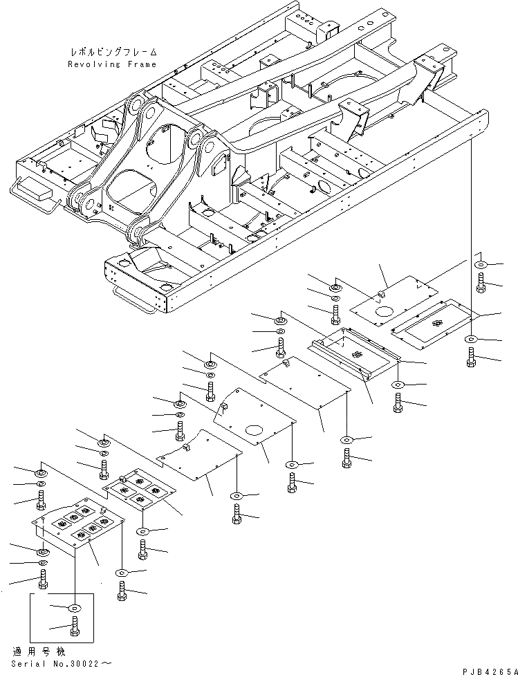 Схема запчастей Komatsu PC800-6 - НИЖН. КРЫШКА (УСИЛ.) (ОСНОВНАЯ РАМА) (ЛЕВ.)(№-999) ЧАСТИ КОРПУСА