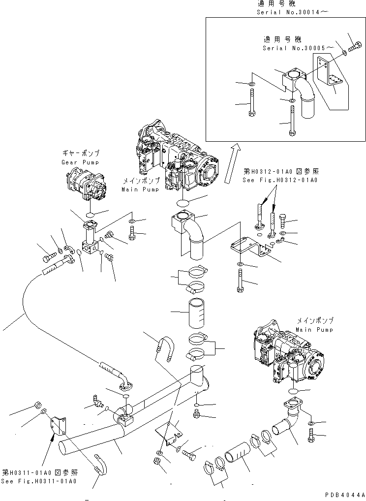 Схема запчастей Komatsu PC800-6 - ВСАСЫВ. ТРУБЫ (НАСОС)(№-7) ГИДРАВЛИКА