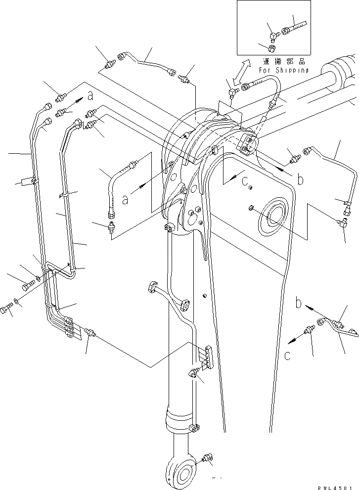 Схема запчастей Komatsu PC800-6 - РУКОЯТЬ (.M) (СМАЗКА) (ДЛЯ ЭКСКАВАТ.)(№-) РАБОЧЕЕ ОБОРУДОВАНИЕ