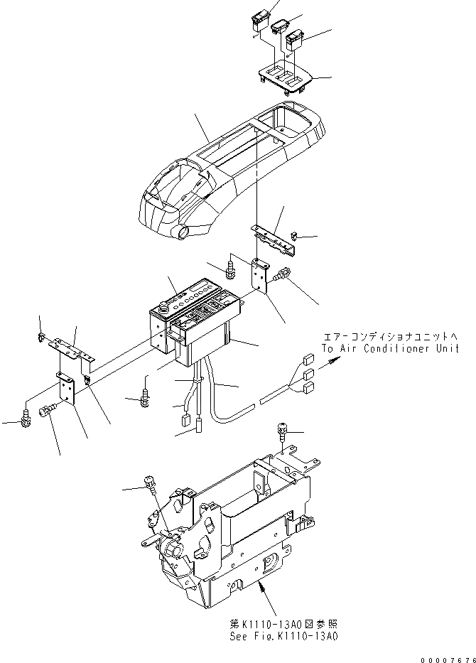 Схема запчастей Komatsu PC800-7 - ОСНОВН. КОНСТРУКЦИЯ (КОНСОЛЬ) (ВЕРХН.) (ЛЕВ.) (С КОНДИЦ. ВОЗДУХА И РАДИО) (ДЛЯ АЗИИ) КАБИНА ОПЕРАТОРА И СИСТЕМА УПРАВЛЕНИЯ