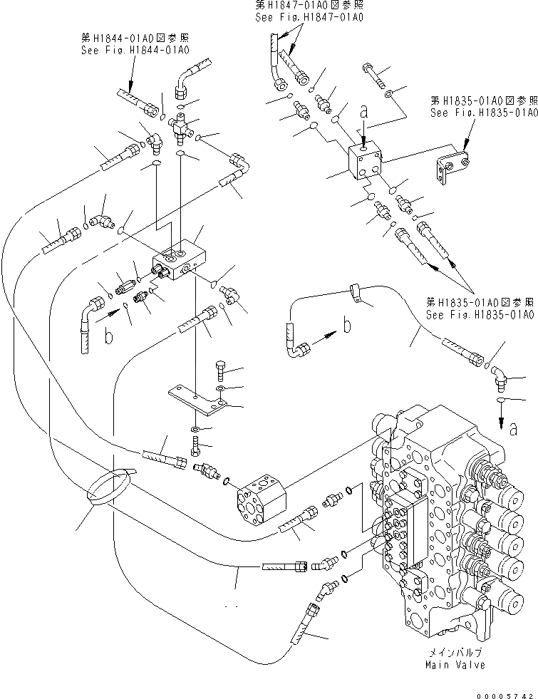 Схема запчастей Komatsu PC800-7-M1 - РАСПРЕДЕЛИТ. КЛАПАН ЛИНИЯ (РАСПРЕДЕЛИТ. КЛАПАН) ГИДРАВЛИКА
