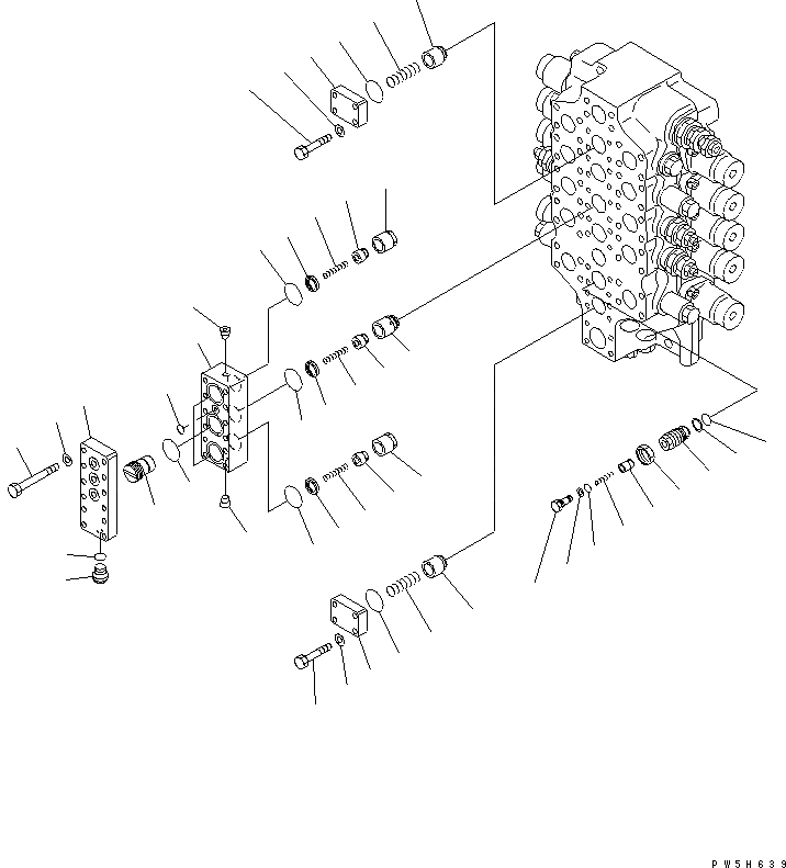 Схема запчастей Komatsu PC800-7-M1 - ОСНОВН. КЛАПАН (5-СЕКЦИОНН.) (/) ОСНОВН. КОМПОНЕНТЫ И РЕМКОМПЛЕКТЫ