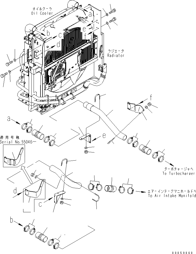 Схема запчастей Komatsu PC800-8 - ОХЛАЖД-Е (ПОСЛЕОХЛАДИТЕЛЬ ШЛАНГИ)(№-) СИСТЕМА ОХЛАЖДЕНИЯ