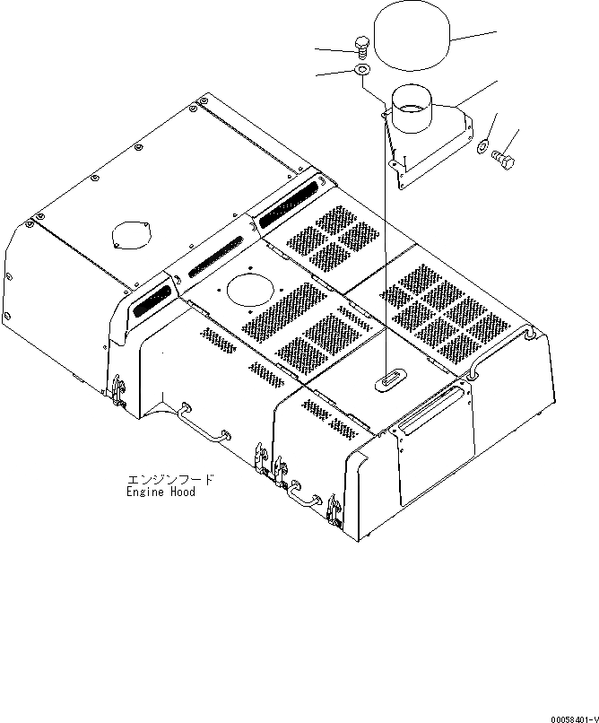 Схема запчастей Komatsu PC800-8 - КАПОТ (PIPE EXTENSION) (ПРЕФИЛЬТР) (ДЛЯ ЗАПЫЛЕНН. РАЙОНОВ)(№-) ЧАСТИ КОРПУСА