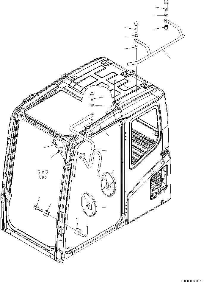 Схема запчастей Komatsu PC800-8 - ЗАДН.VIEW MIRROR¤ ЛЕВ. ЧАСТИ КОРПУСА