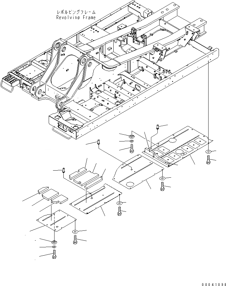 Схема запчастей Komatsu PC800-8 - НИЖН. КРЫШКА (ОСНОВНАЯ РАМА) (ЛЕВ.) ЧАСТИ КОРПУСА