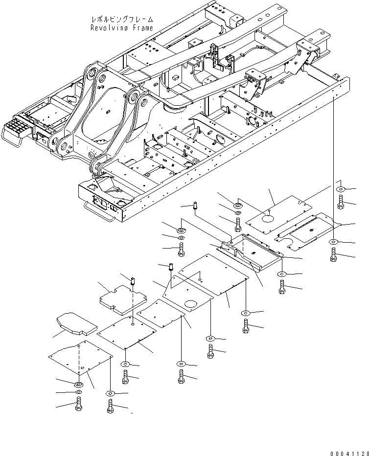 Схема запчастей Komatsu PC800-8 - НИЖН. КРЫШКА (УСИЛ.) (ОСНОВНАЯ РАМА) (ЛЕВ.) ЧАСТИ КОРПУСА