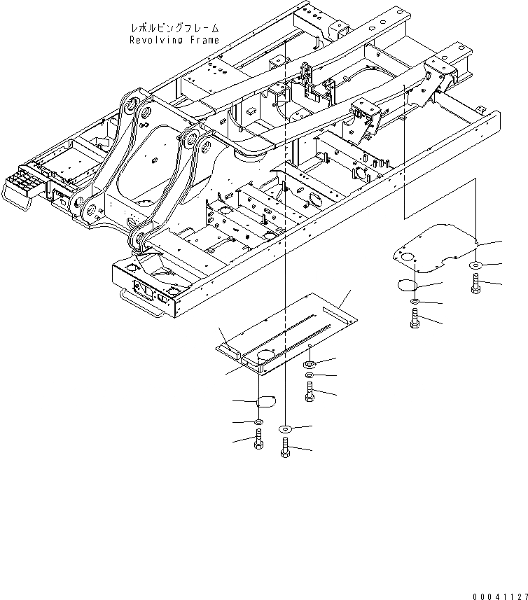 Схема запчастей Komatsu PC800-8 - НИЖН. КРЫШКА (ОСНОВНАЯ РАМА) (ЦЕНТР. И ПРАВ.)(№-) ЧАСТИ КОРПУСА