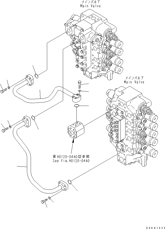 Схема запчастей Komatsu PC800-8K - КЛАПАН ПОДАЮЩ. ТРУБЫ (ПРЯМ. ХОД) H ГИДРАВЛИКА