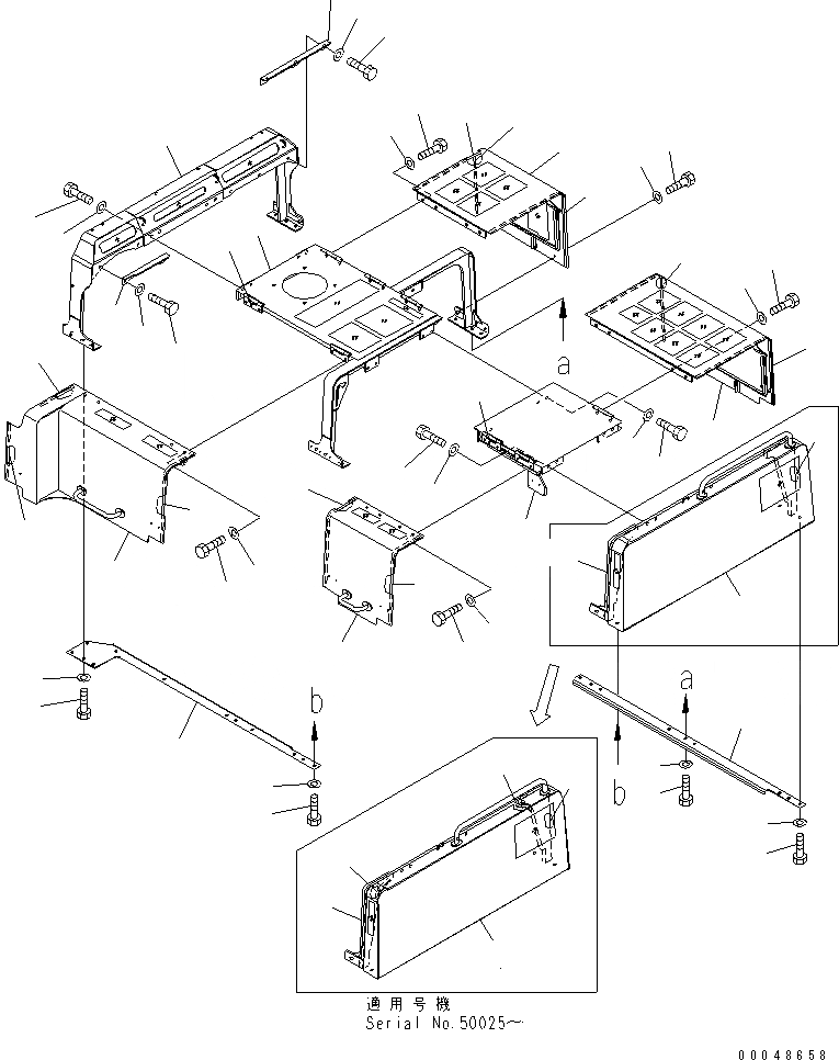 Схема запчастей Komatsu PC800LC-8 - КАПОТ (РАМА И COVER)(№-) ЧАСТИ КОРПУСА