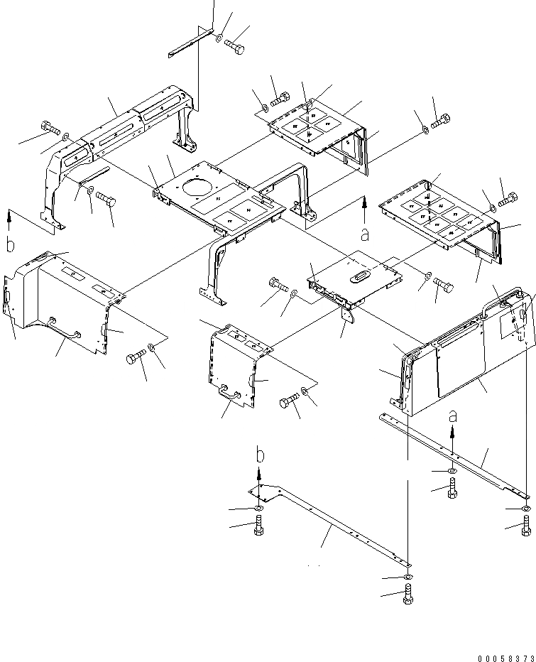 Схема запчастей Komatsu PC800LC-8 - КАПОТ (РАМА И COVER) (ДЛЯ ЗАПЫЛЕНН. РАЙОНОВ)(№-) ЧАСТИ КОРПУСА