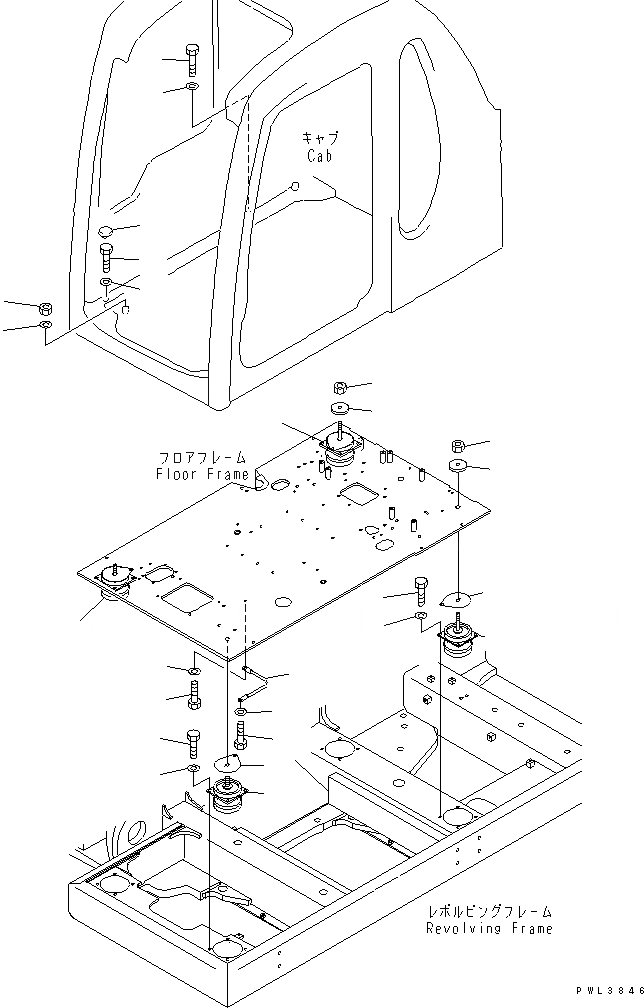Схема запчастей Komatsu PC800SE-6 - КРЕПЛЕНИЕ ПОЛА(№-) КАБИНА ОПЕРАТОРА И СИСТЕМА УПРАВЛЕНИЯ