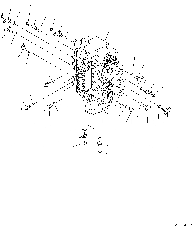 Схема запчастей Komatsu PC800SE-6-AM - ОСНОВН. КЛАПАН (5-СЕКЦИОНН. КЛАПАН) (СОЕДИНИТ. ЧАСТИ)(№-) ГИДРАВЛИКА