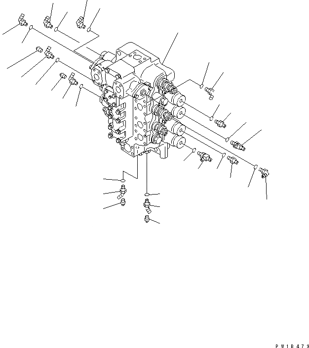Схема запчастей Komatsu PC800SE-6-AM - ОСНОВН. КЛАПАН (4-Х СЕКЦИОНН. КЛАПАН) (СОЕДИНИТ. ЧАСТИ)(№-) ГИДРАВЛИКА
