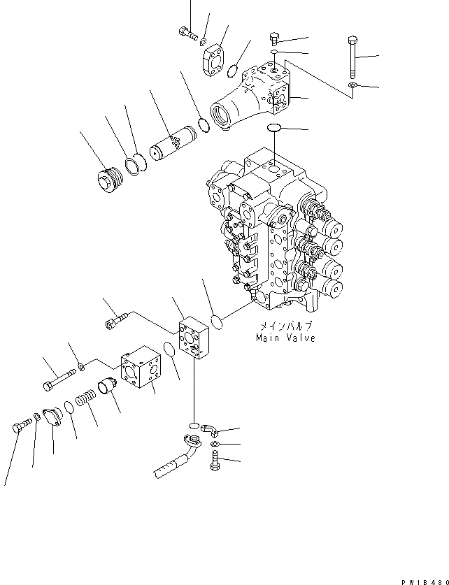 Схема запчастей Komatsu PC800SE-6-AM - ОСНОВН. КЛАПАН (4-Х СЕКЦИОНН. КЛАПАН) (КЛАПАН КОНТРОЛЯ ПОДЪЕМА И ПРОХОДНОЙ ФИЛЬТР)(№-) ГИДРАВЛИКА
