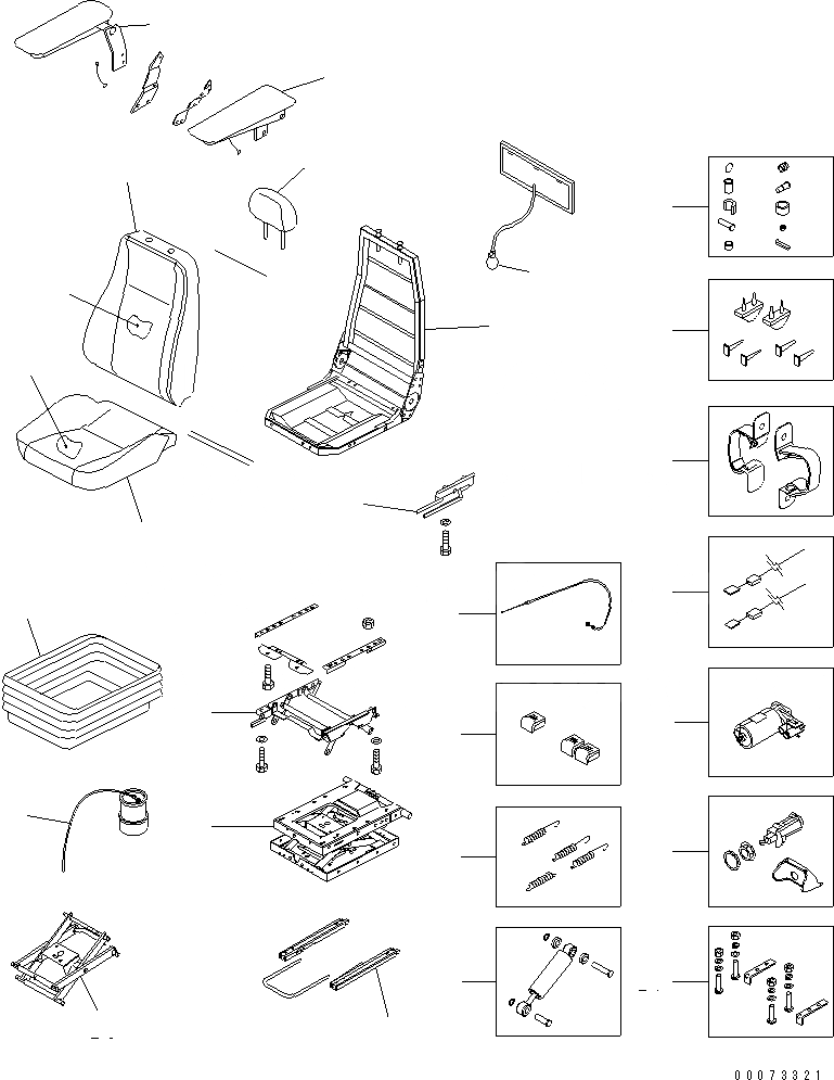 Схема запчастей Komatsu PC800SE-8R - СИДЕНЬЕ ОПЕРАТОРА В СБОРЕ (ВОЗД. ПОДВЕСКА) ОСНОВН. КОМПОНЕНТЫ И РЕМКОМПЛЕКТЫ