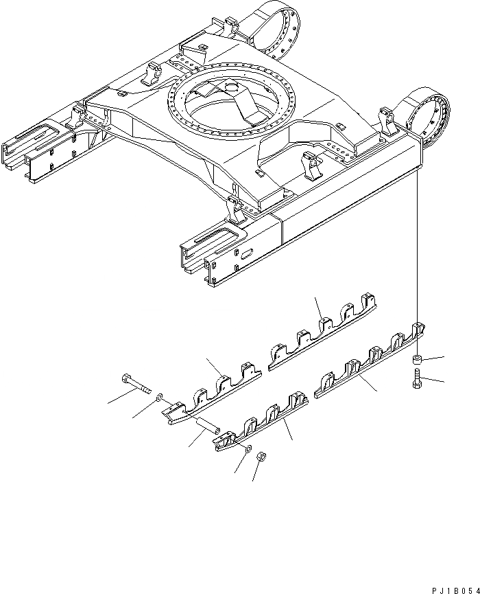 Схема запчастей Komatsu PC800SE-6 - ГУСЕНИЧНАЯ РАМА (ОПОРНЫЙ КАТОК ПОЛН. ЗАЩИТА) (ЛЕВ.) (NAGASAKI) ХОДОВАЯ