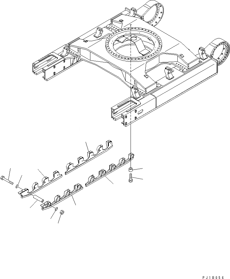 Схема запчастей Komatsu PC800SE-6 - ГУСЕНИЧНАЯ РАМА (ОПОРНЫЙ КАТОК ПОЛН. ЗАЩИТА) (ПРАВ.) (NAGASAKI) ХОДОВАЯ
