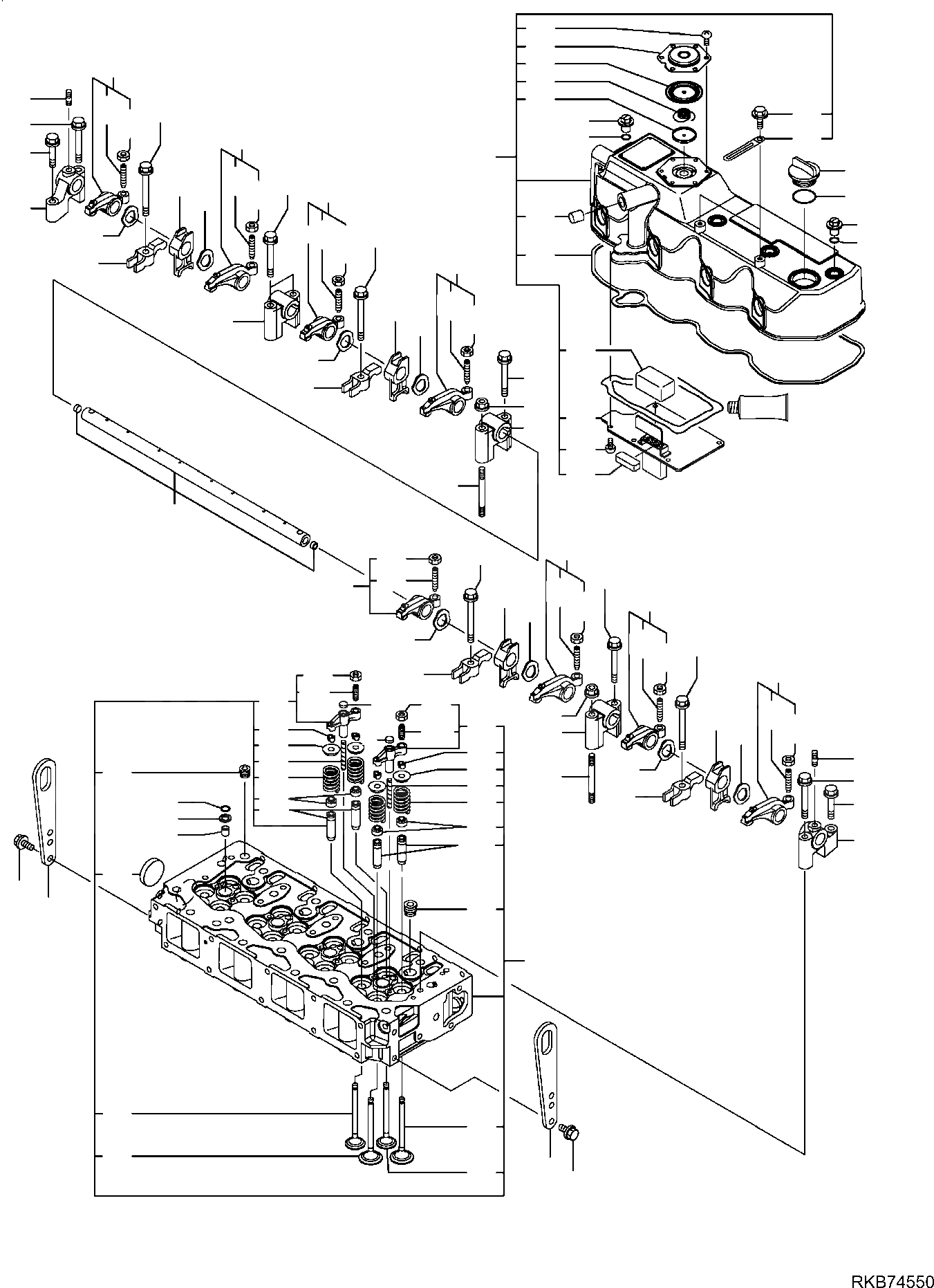 Схема запчастей Komatsu PC80MR-3 - ГОЛОВКА ЦИЛИНДРОВ И КРЫШКА ДВИГАТЕЛЬ