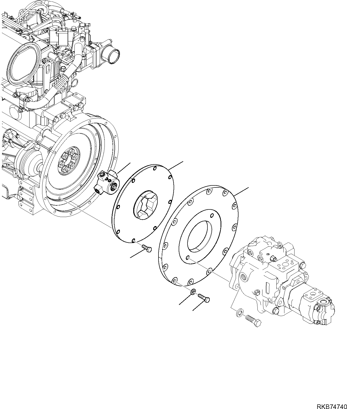 Схема запчастей Komatsu PC80MR-3 - МЕХ-М ОТБОРА МОЩНОСТИ КОМПОНЕНТЫ ДВИГАТЕЛЯ И ЭЛЕКТРИКА