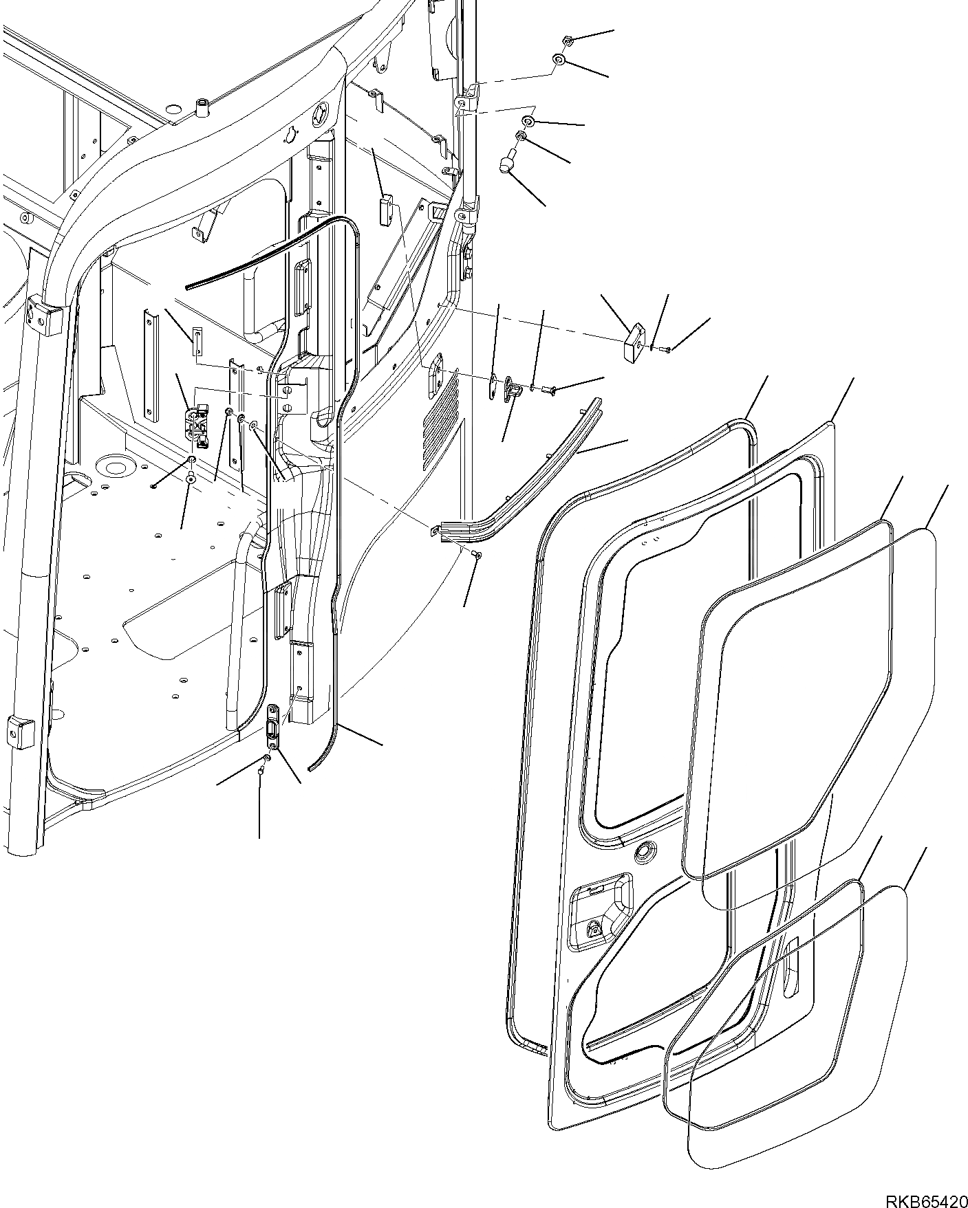 Схема запчастей Komatsu PC80MR-3 - КАБИНА (/9) ЧАСТИ КОРПУСА И КАБИНА