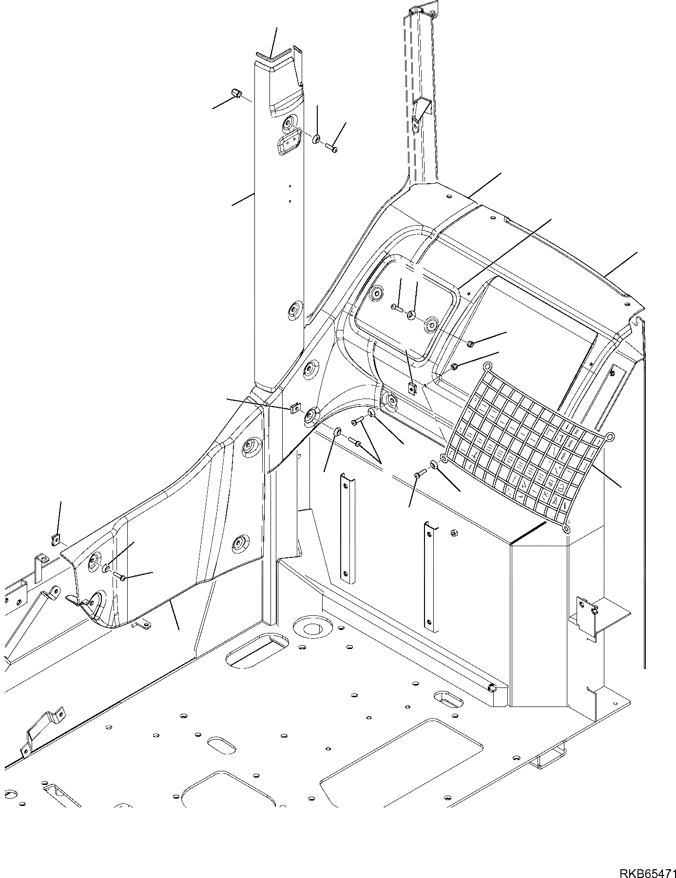 Схема запчастей Komatsu PC80MR-3 - КАБИНА (7/9) ЧАСТИ КОРПУСА И КАБИНА