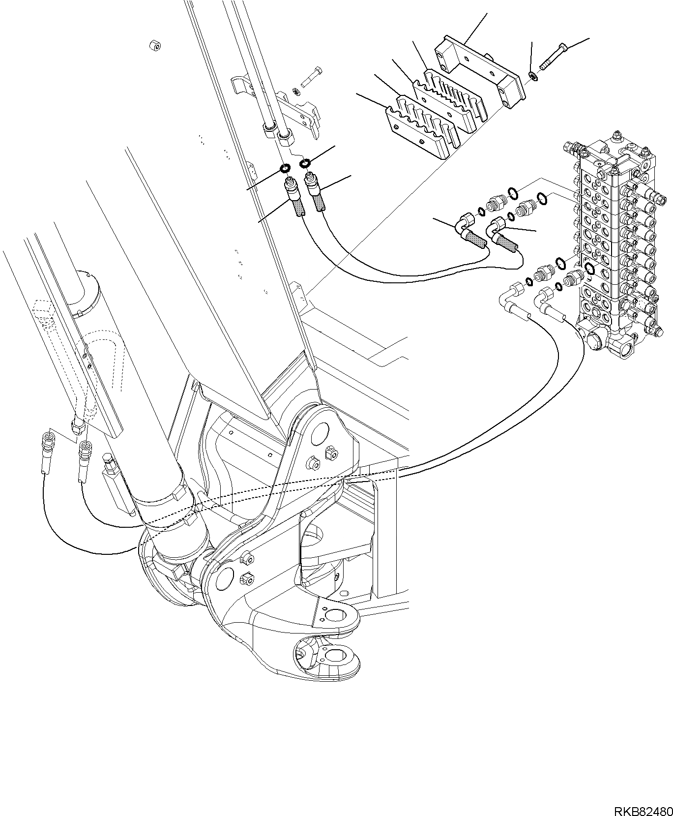 Схема запчастей Komatsu PC80MR-3 - ГИДРОЛИНИЯ (ЛИНИЯ ЦИЛИНДРА 2-Й СТРЕЛЫ) (/) РАБОЧЕЕ ОБОРУДОВАНИЕ ГИДРАВЛИКА