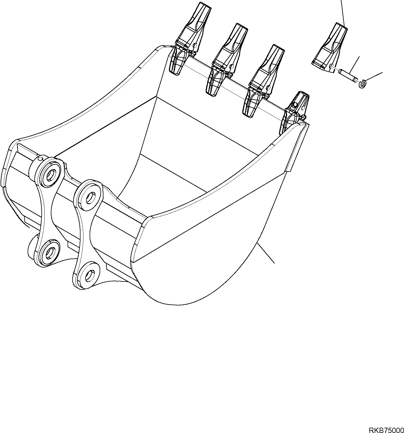 Схема запчастей Komatsu PC80MR-3 - КОВШ (L=7 MM) РАБОЧЕЕ ОБОРУДОВАНИЕ