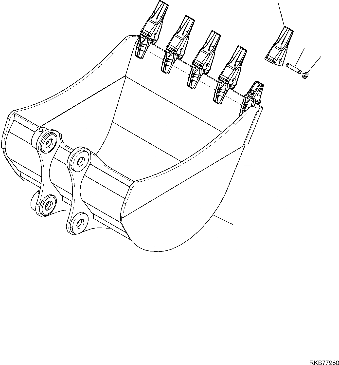 Схема запчастей Komatsu PC80MR-3 - КОВШ (L=8 MM) РАБОЧЕЕ ОБОРУДОВАНИЕ