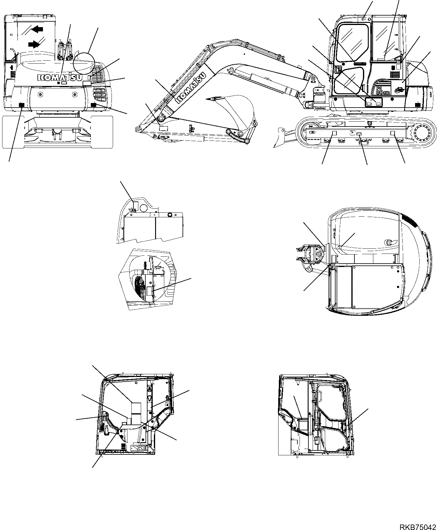 Схема запчастей Komatsu PC80MR-3 - МАРКИРОВКА (/) МАРКИРОВКА