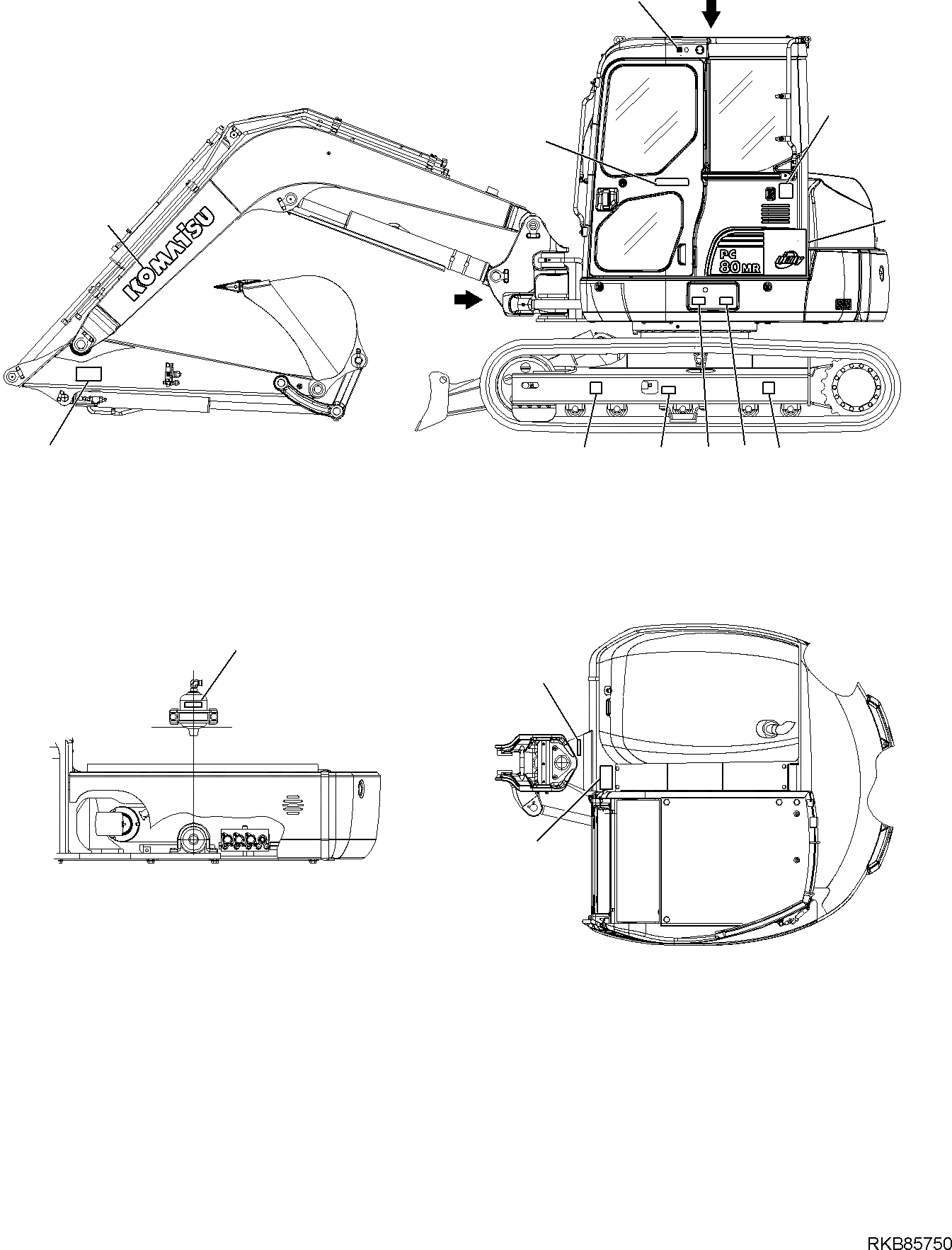 Схема запчастей Komatsu PC80MR-3 - МАРКИРОВКА (/) МАРКИРОВКА