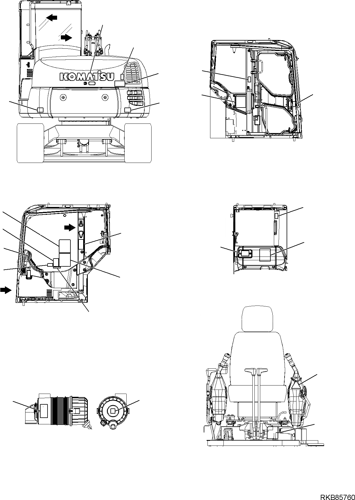 Схема запчастей Komatsu PC80MR-3 - МАРКИРОВКА (С ПРОПОРЦИОНАЛЬН. УПРАВЛ-ЕS) (/) МАРКИРОВКА