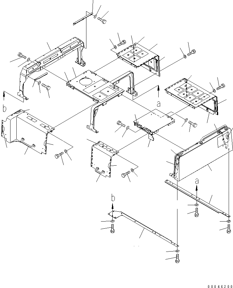 Схема запчастей Komatsu PC850-8 - КАПОТ (РАМА И COVER)(№-) ЧАСТИ КОРПУСА