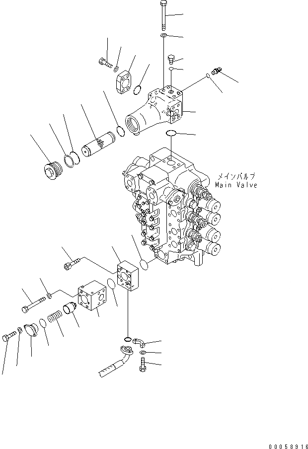 Схема запчастей Komatsu PC850-8R - ОСНОВН. КЛАПАН (4-Х СЕКЦИОНН. КЛАПАН) (КЛАПАН КОНТРОЛЯ ПОДЪЕМА И ПРОХОДНОЙ ФИЛЬТР) ГИДРАВЛИКА