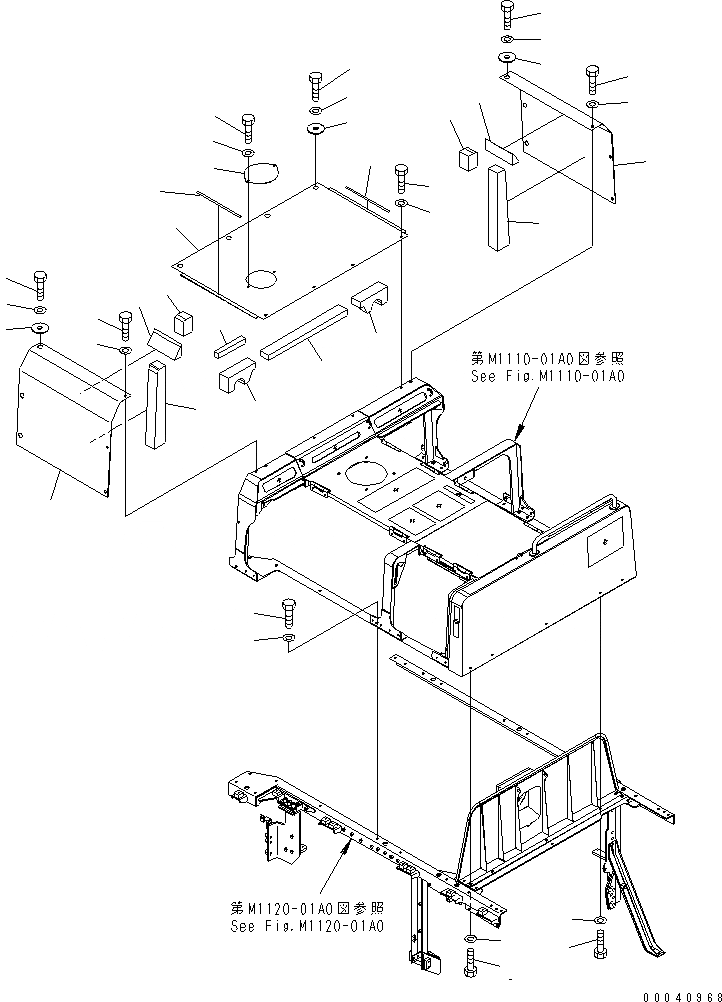 Схема запчастей Komatsu PC850-8 - КАПОТ (COVER¤ ПРАВ.)(№-) ЧАСТИ КОРПУСА