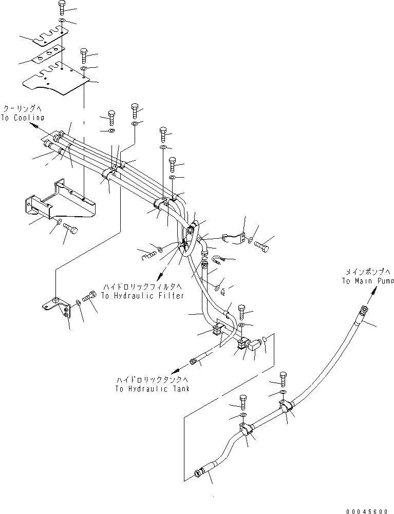 Схема запчастей Komatsu PC850SE-8 - МОТОР ВЕНТИЛЯТОРА ТРУБЫ(№-) ГИДРАВЛИКА