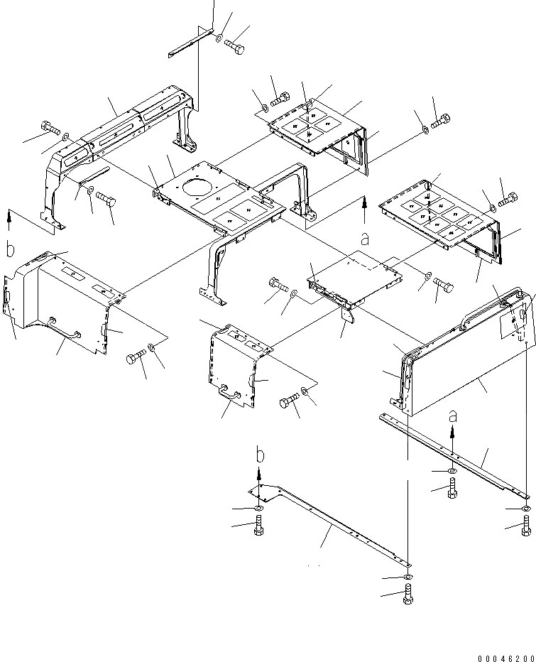 Схема запчастей Komatsu PC850SE-8 - КАПОТ (РАМА И COVER)(№-) ЧАСТИ КОРПУСА