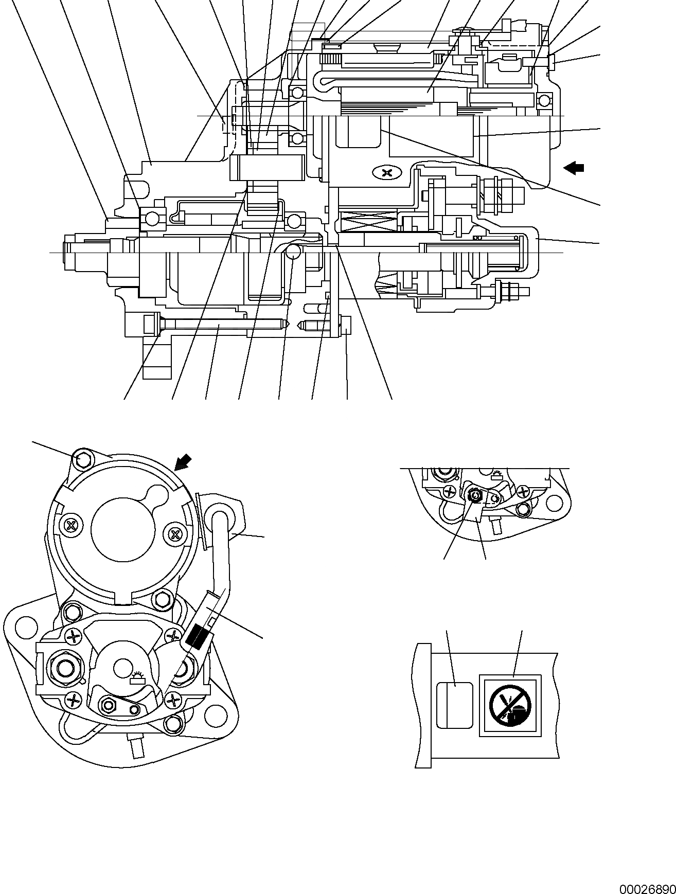 Схема запчастей Komatsu PC88MR-6 - СТАРТЕР (/) ДВИГАТЕЛЬ