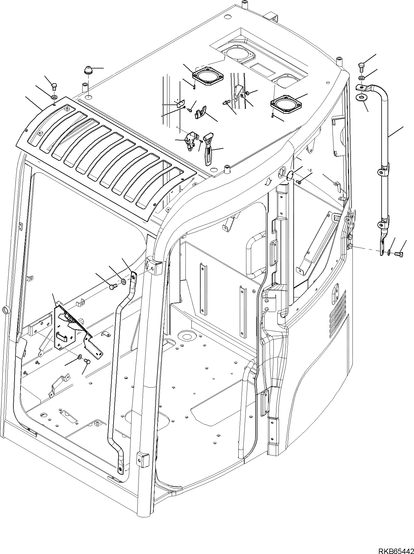 Схема запчастей Komatsu PC88MR-6 - КАБИНА (/9) ЧАСТИ КОРПУСА И КАБИНА