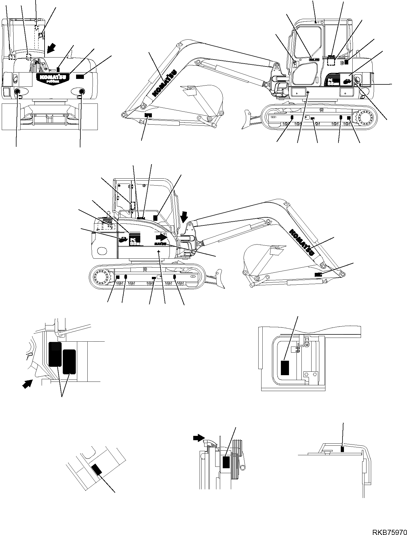 Схема запчастей Komatsu PC88MR-6 - МАРКИРОВКА (/) МАРКИРОВКА