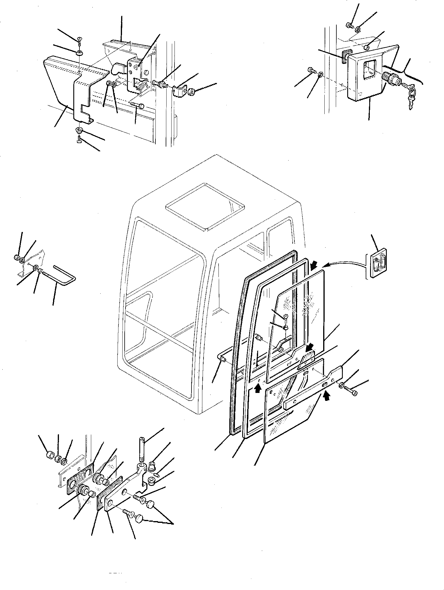 Схема запчастей Komatsu PC95-1 - КАБИНА (/) ЧАСТИ КОРПУСА И КАБИНА