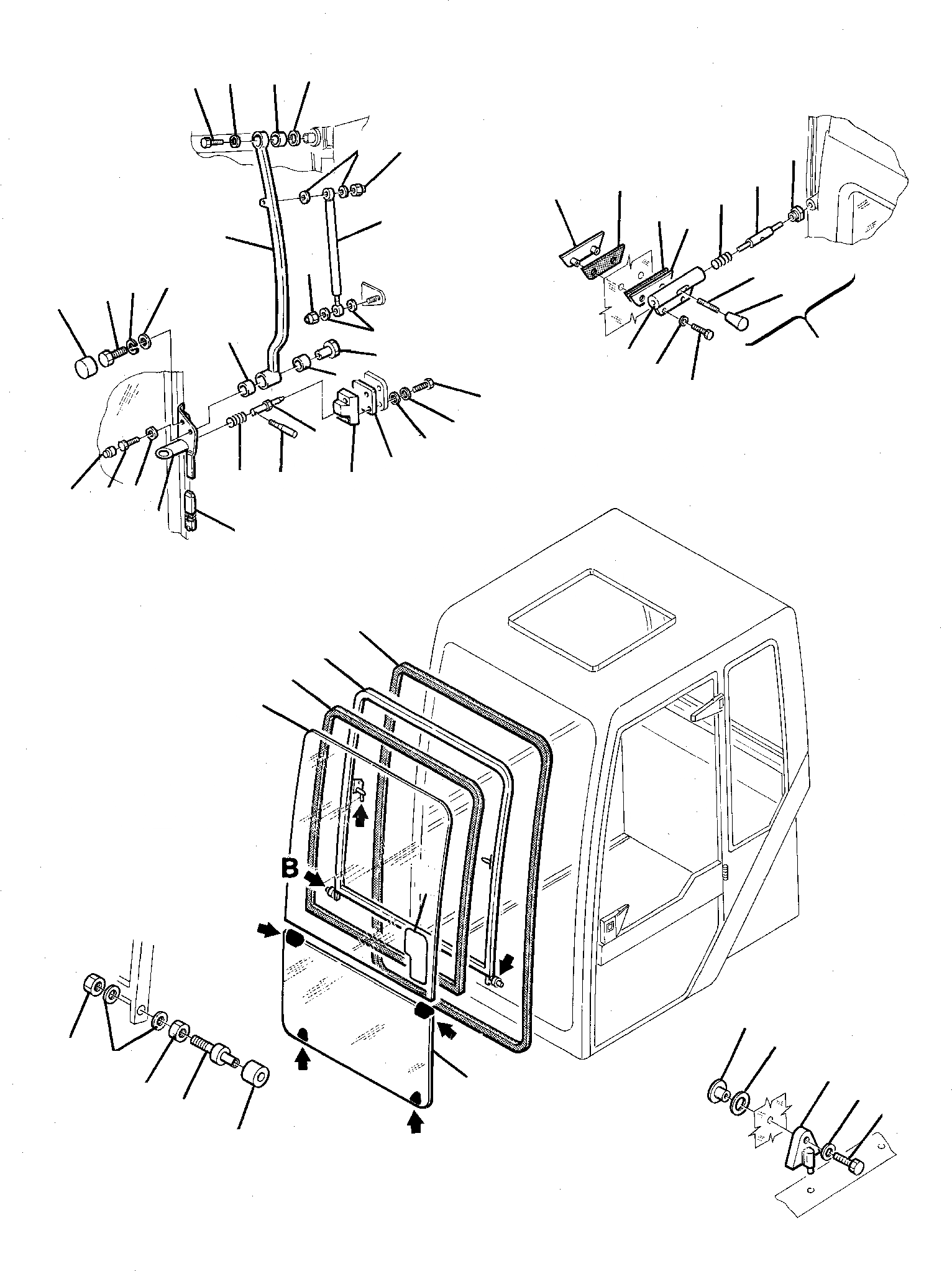 Схема запчастей Komatsu PC95-1 - КАБИНА (/) ЧАСТИ КОРПУСА И КАБИНА