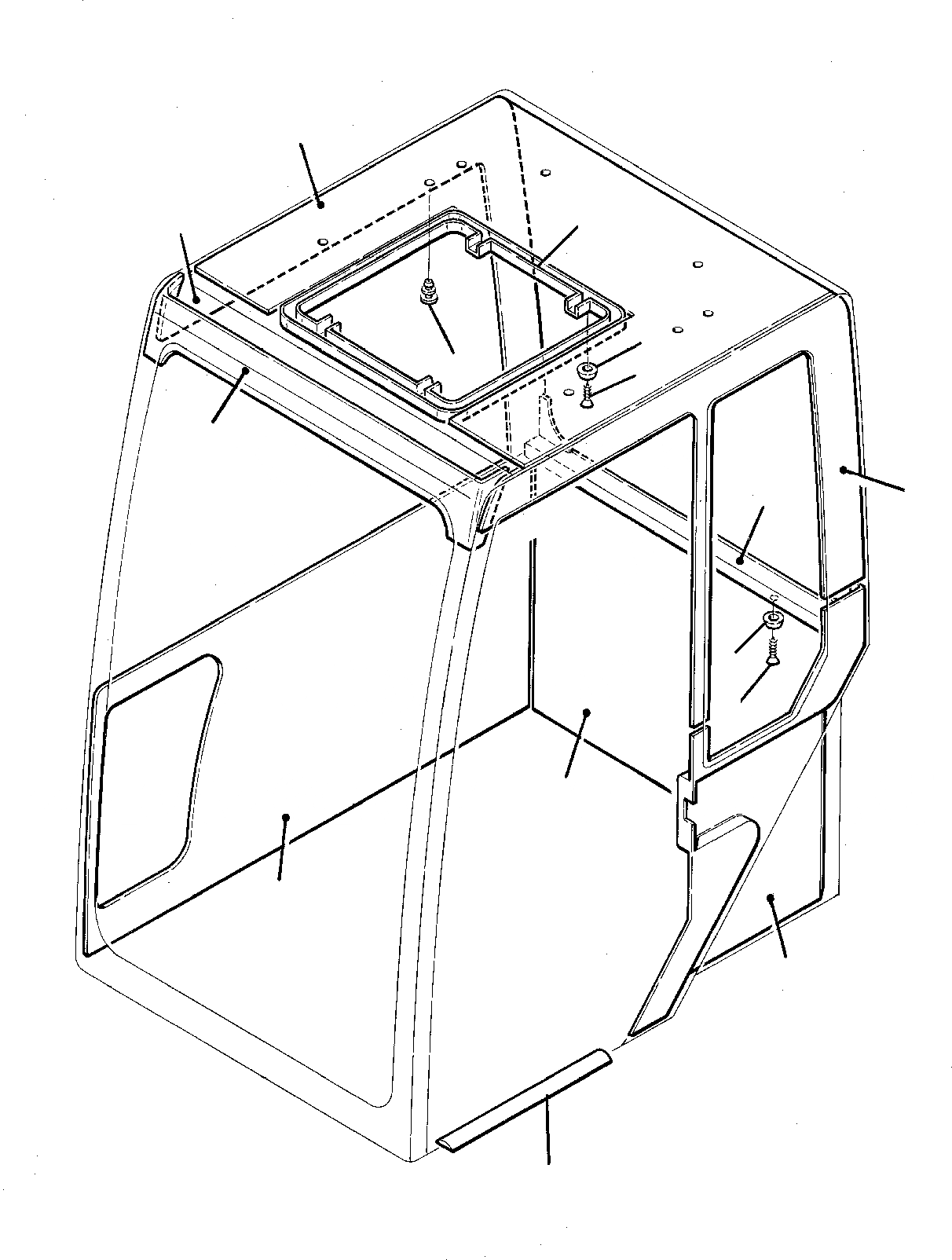 Схема запчастей Komatsu PC95-1 - КАБИНА (/) ЧАСТИ КОРПУСА И КАБИНА