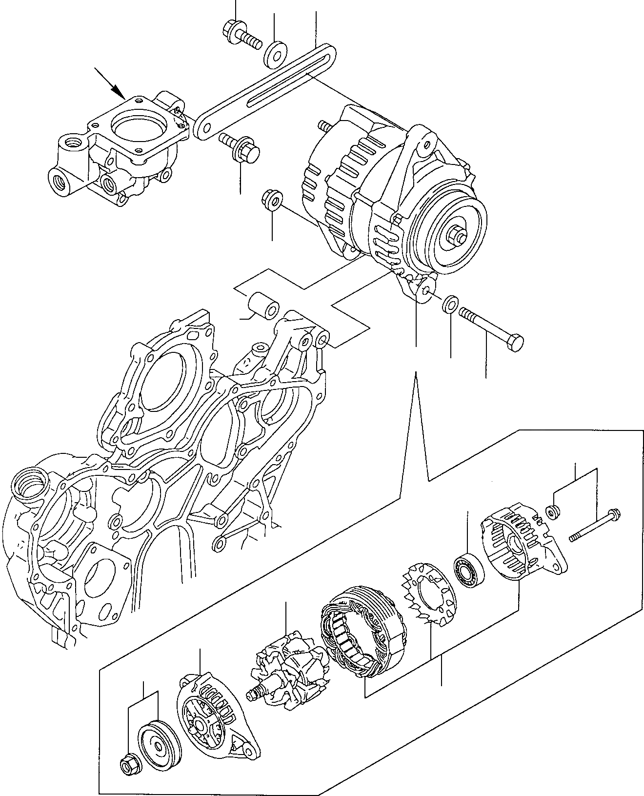 Схема запчастей Komatsu PC95R-2 USA - ГЕНЕРАТОР ДВИГАТЕЛЬ