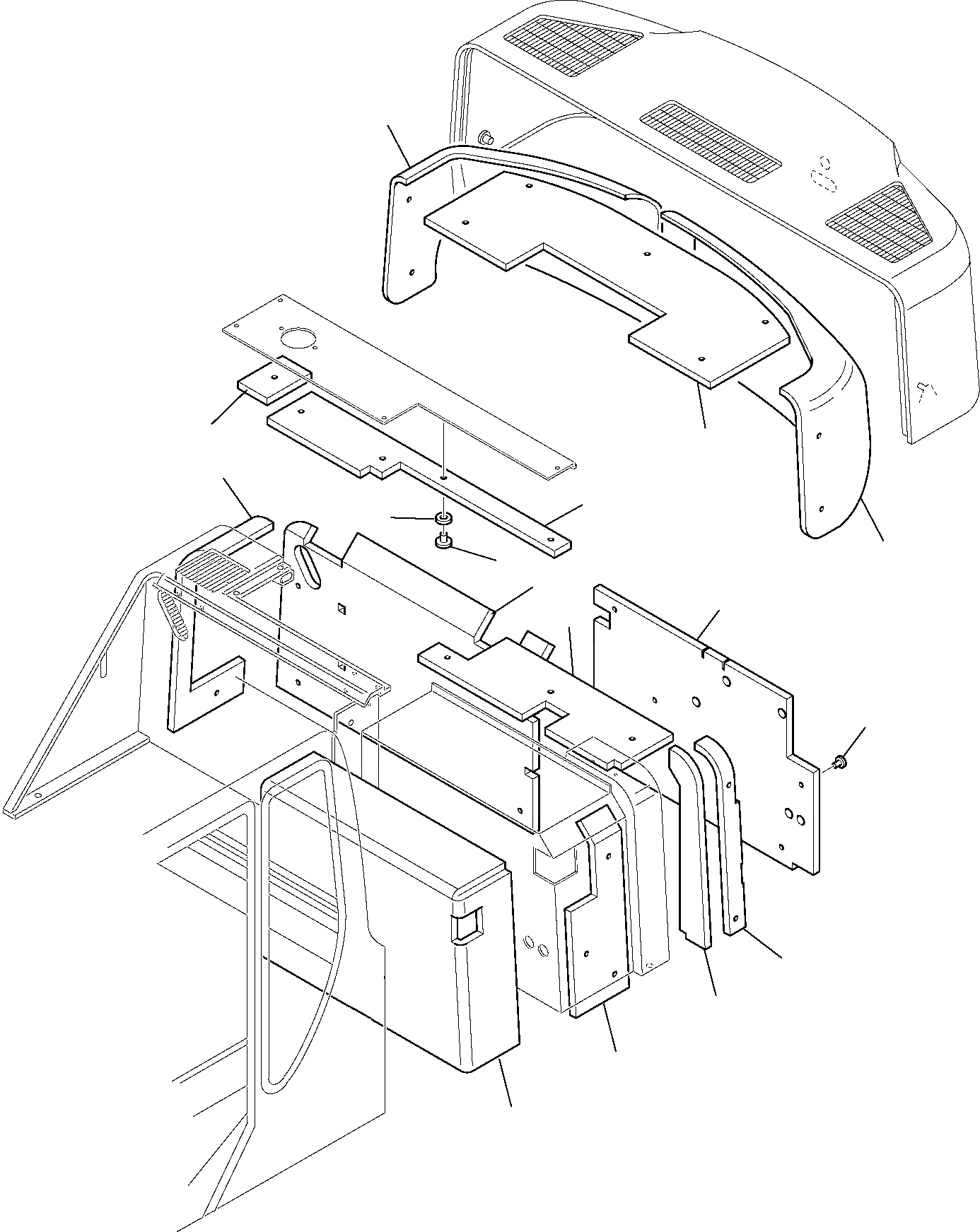 Схема запчастей Komatsu PC95R-2 USA - SOUND-ЗАЩИТАING ЧАСТИ КОРПУСА И КАБИНА