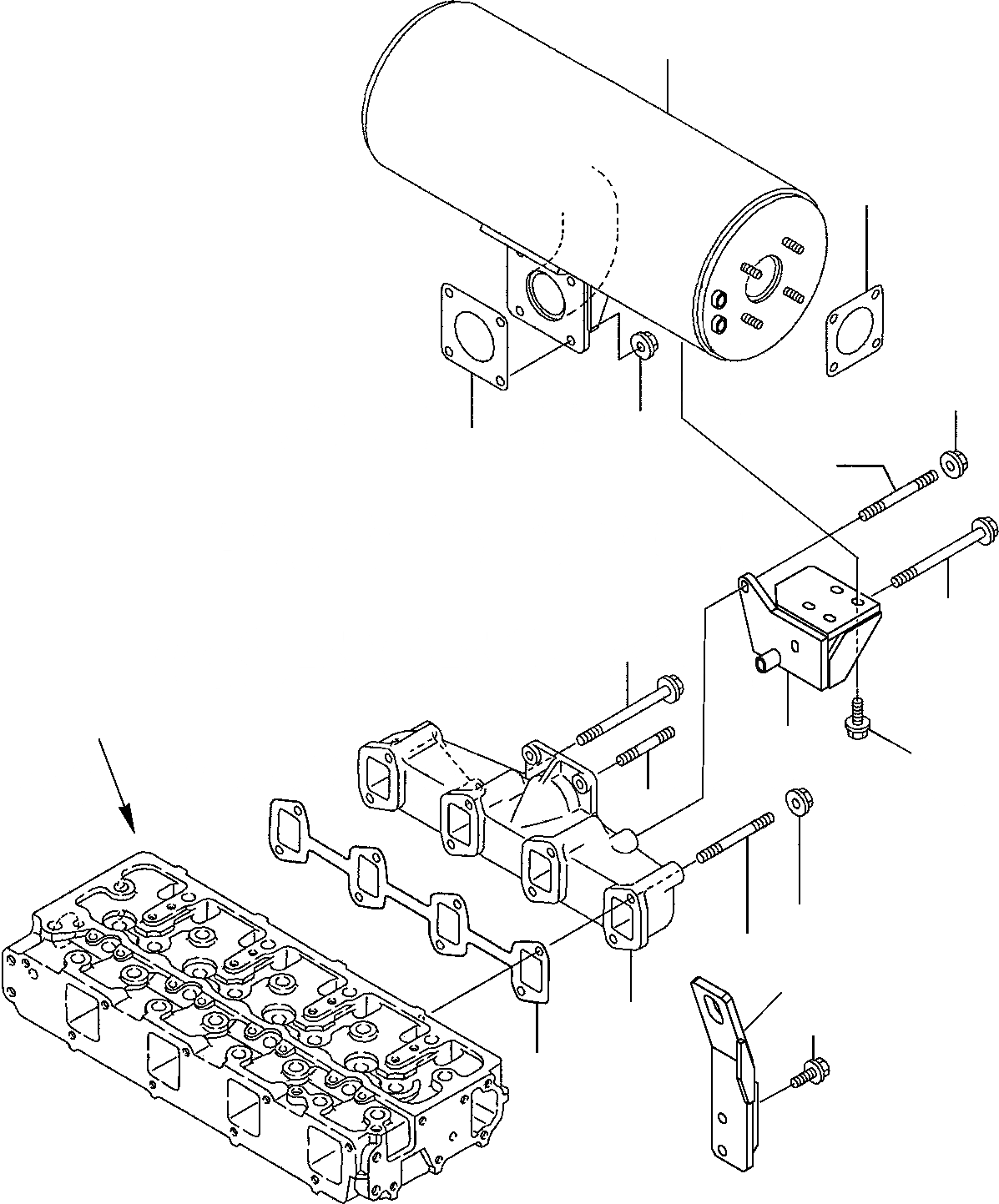 Схема запчастей Komatsu PC95R-2 - ВЫПУСКНОЙ КОЛЛЕКТОР И ГЛУШИТЕЛЬ ДВИГАТЕЛЬ