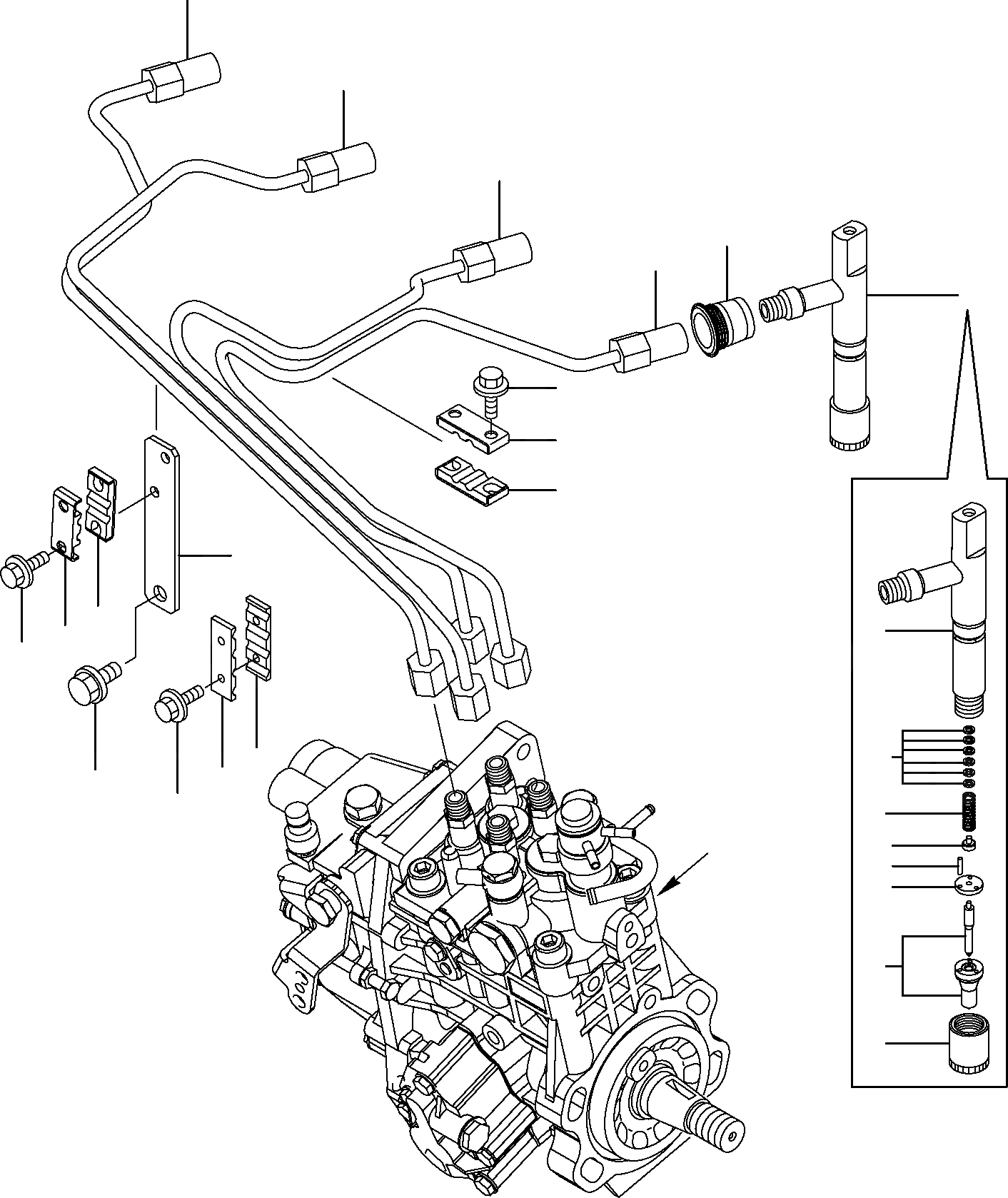 Схема запчастей Komatsu PC95R-2 - ТОПЛИВН. ЛИНИЯ ВПРЫСКА ДВИГАТЕЛЬ