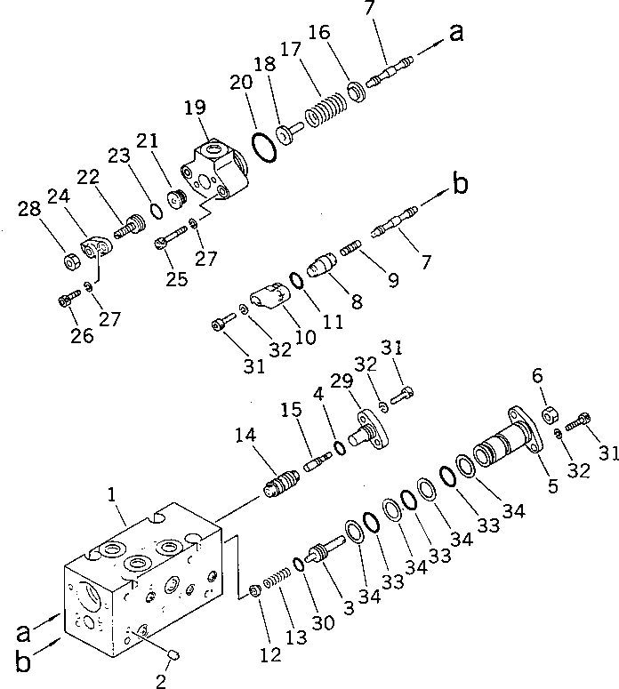 Схема запчастей Komatsu PF3W-1 - CUT OFF И ENGATIVE УПРАВЛЯЮЩ. КЛАПАН¤ ПЕРЕДН. (С OLSS) УПРАВЛ-Е РАБОЧИМ ОБОРУДОВАНИЕМ