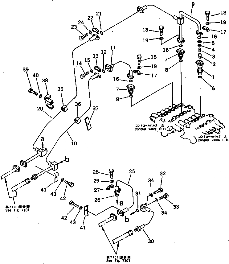 Схема запчастей Komatsu PF3W-1 - ГИДРОЛИНИЯ (1-Я СТРЕЛА ЛИНИЯ ЦИЛИНДРА) (ШАССИ) УПРАВЛ-Е РАБОЧИМ ОБОРУДОВАНИЕМ